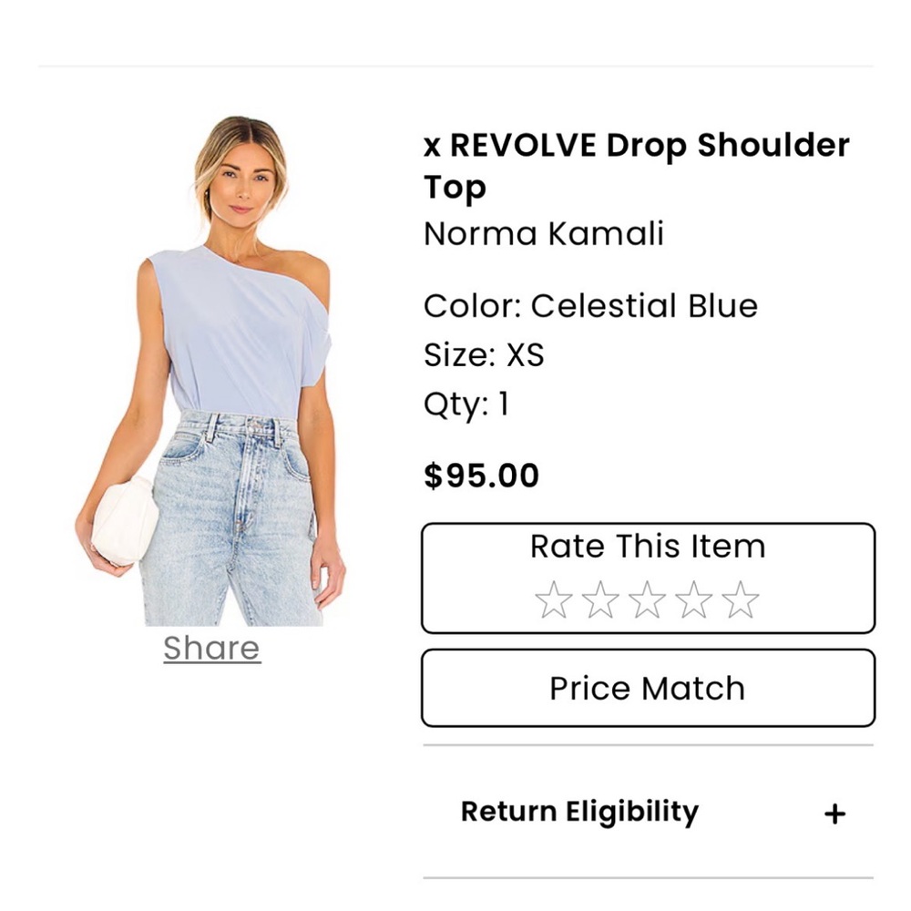 REVOLVE Light Blue Asymmetric Shoulder Top